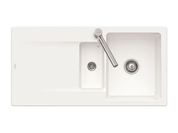 Evier 1 bac 1/2 VILLEROY ET BOCH Siluet 60 R Blanc CeramicPlus