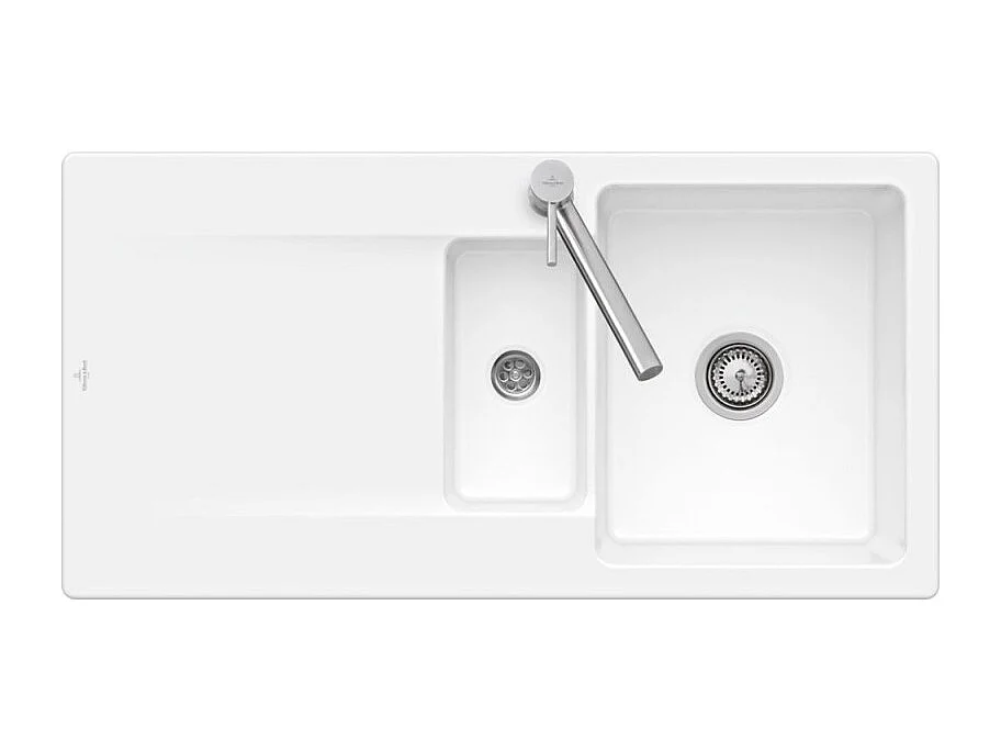 Evier 1 bac 1/2 VILLEROY ET BOCH Siluet 60 R Blanc CeramicPlus