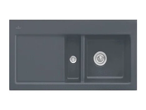 Evier 1 cuve et demi VILLEROY ET BOCH Subway 60 100 x 51 cm egouttoir a gauche Graphite CeramicPlus