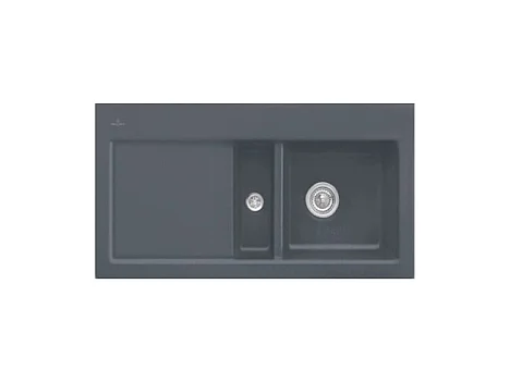Evier 1 cuve et demi VILLEROY ET BOCH Subway 60 100 x 51 cm egouttoir a gauche Graphite CeramicPlus