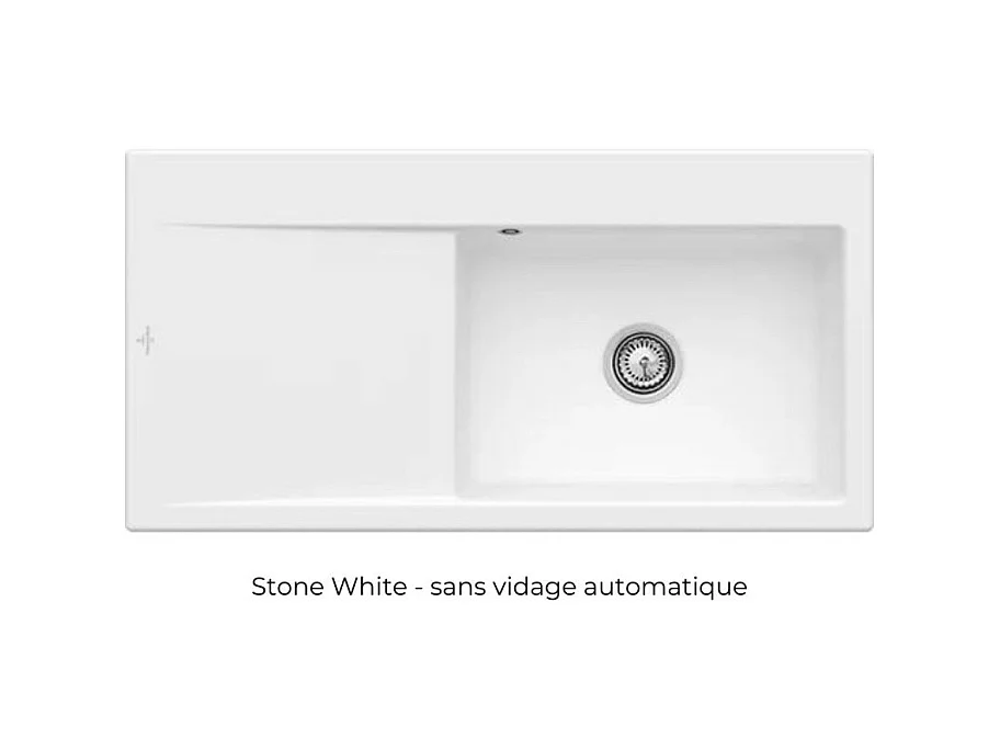 Evier a encastrer 1 bac VILLEROY ET BOCH Subway Style 60 egouttoir à droite vidage manuel Stone White CeramicPlus