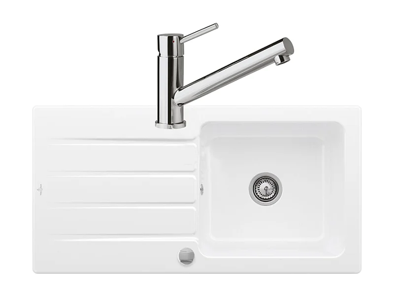 Evier 1 bac VILLEROY ET BOCH Architectura 60 vidage auto + Robinet de cuisine Como Acier Massif Poli