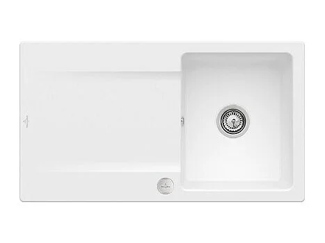 Evier 1 bac VILLEROY ET BOCH Siluet 50 Stone White CeramicPlus - Avec vidage automatique