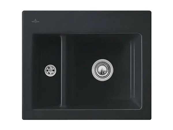 Evier 1 cuve et demi VILLEROY ET BOCH Subway 60 XM 62 x 51 cm sans egouttoir Graphite CeramicPlus avec vidage manuel