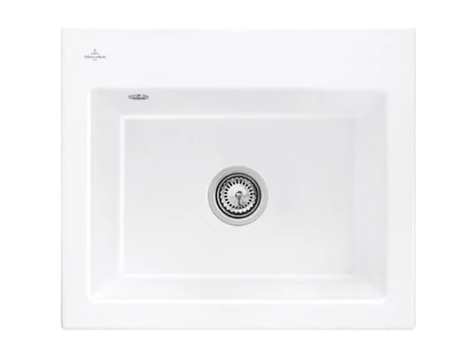 Evier VILLEROY ET BOCH Subway 60 S 60 x 51cm sans egouttoir Snow White CeramicPlus avec vidage manuel