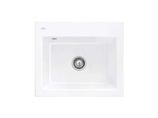 Evier VILLEROY ET BOCH Subway 60 S 60 x 51cm sans egouttoir Snow White CeramicPlus avec vidage manuel