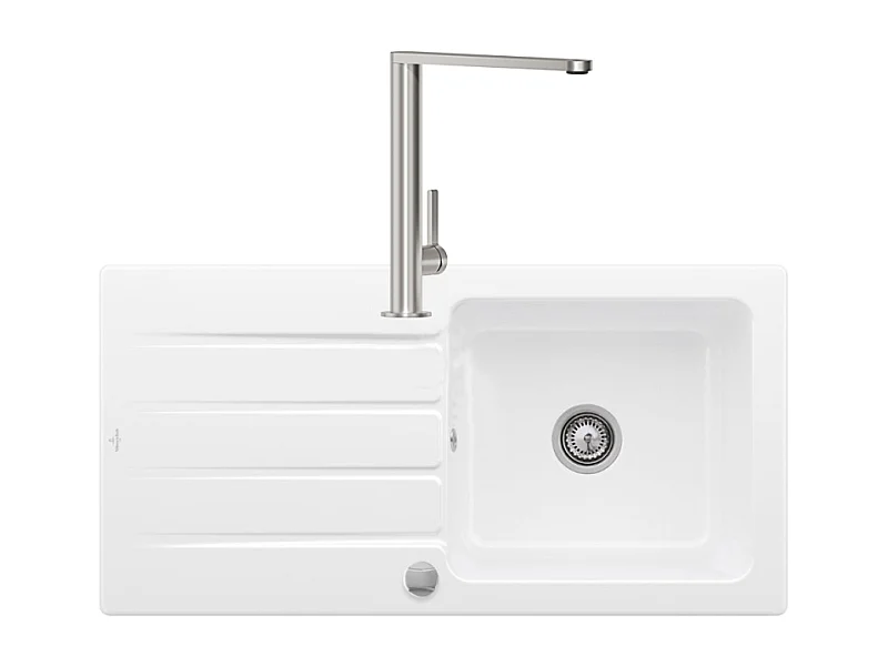 Evier 1 bac VILLEROY ET BOCH Architectura 60 vidage auto + Robinet de cuisine Finera Acier Massif