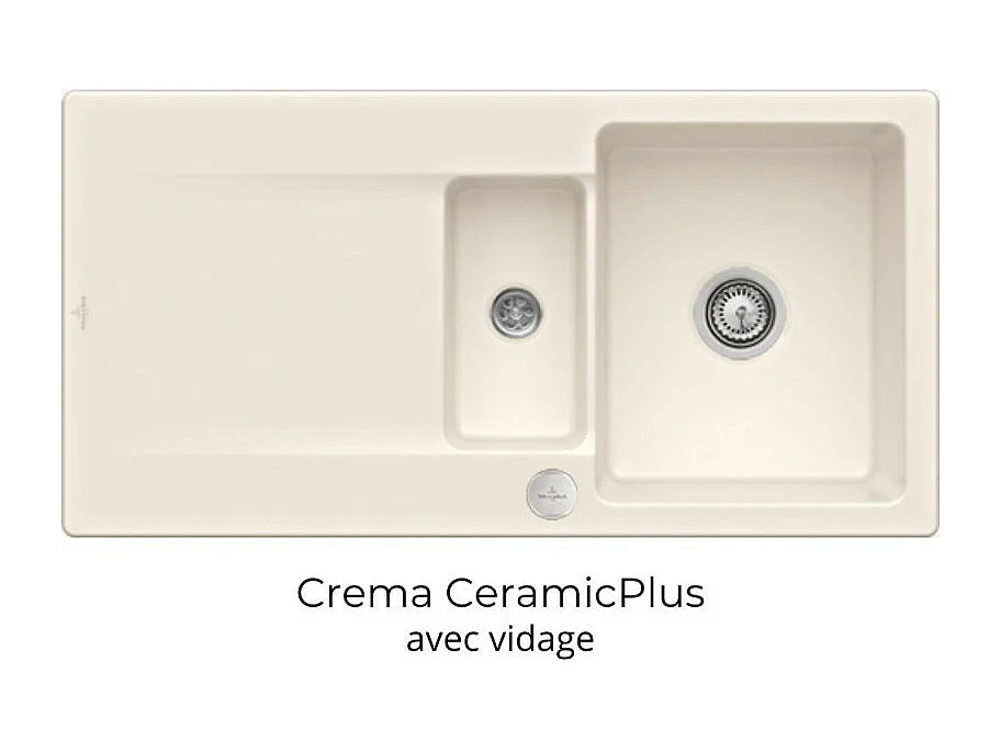 Evier 1 bac 1/2 VILLEROY ET BOCH Siluet 60 R Crème CeramicPlus