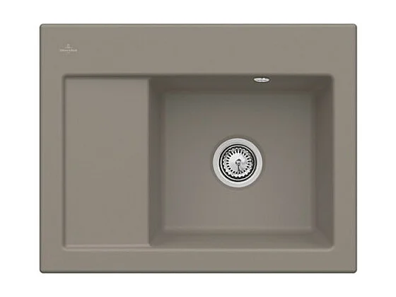 Evier 1 bac VILLEROY ET BOCH Subway 45 Compact 65 x 51 cm egouttoir a gauche Timber CeramicPlus avec vidage manuel