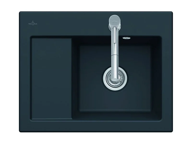 Evier 1 bac VILLEROY ET BOCH Subway 45 Compact 65 x 51 cm egouttoir a gauche Chromite CeramicPlus