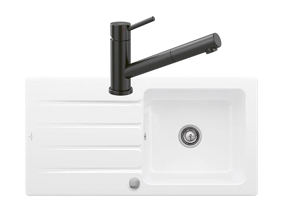 Evier 1 bac VILLEROY ET BOCH Architectura 60 vidage auto + Robinet de cuisine Como Shower