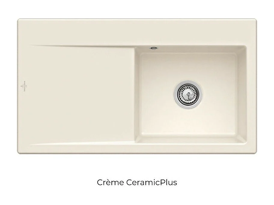 Evier cuve à droite avec vidage VILLEROY ET BOCH Subway 50, crème ceramic plus