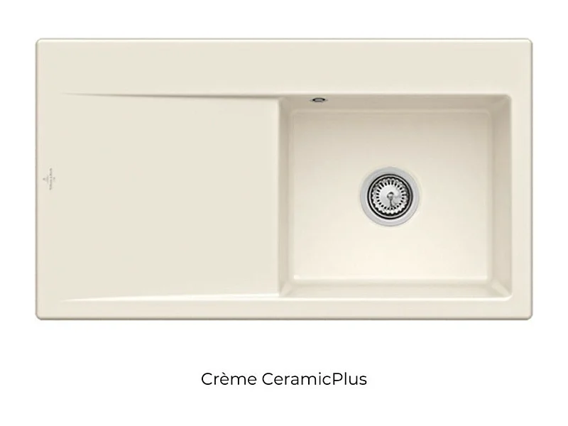 Evier cuve à droite avec vidage VILLEROY ET BOCH Subway 50, crème ceramic plus