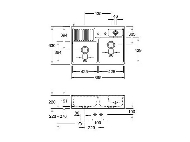 Evier VILLEROY ET BOCH Timbre d'office Tradition 2 bacs vidage auto + Robinet de cuisine Avia 2.0 Anthracite