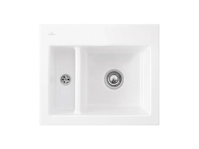 Evier 1 cuve et demi VILLEROY ET BOCH Subway 60 XM 62 x 51 cm sans egouttoir Blanc CeramicPlus avec vidage automatique