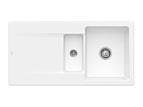 Evier 1 bac 1/2 VILLEROY ET BOCH Siluet 60 R Snow White CeramicPlus avec vidage manuel