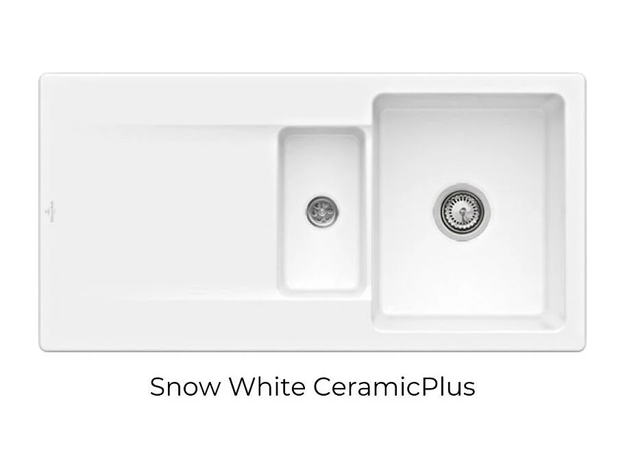 Evier 1 bac 1/2 VILLEROY ET BOCH Siluet 60 R Snow White CeramicPlus avec vidage manuel