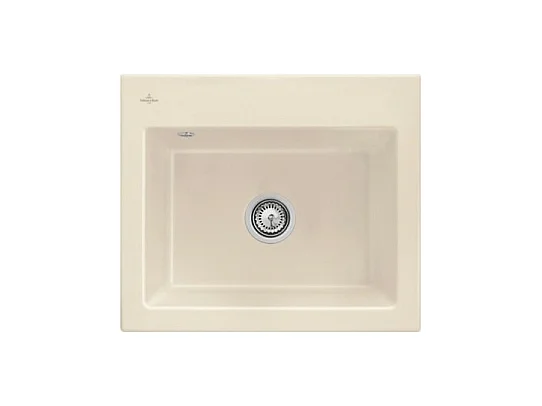 Evier VILLEROY ET BOCH Subway 60 S 60 x 51cm sans egouttoir Ivory CeramicPlus avec vidage manuel