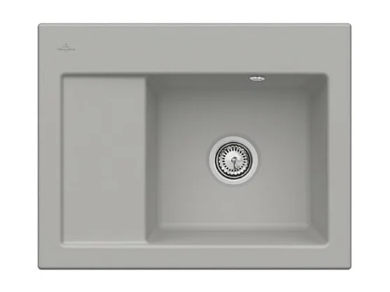 Evier 1 bac VILLEROY ET BOCH Subway 45 Compact 65 x 51 cm egouttoir a gauche Fossile CeramicPlus avec vidage manuel