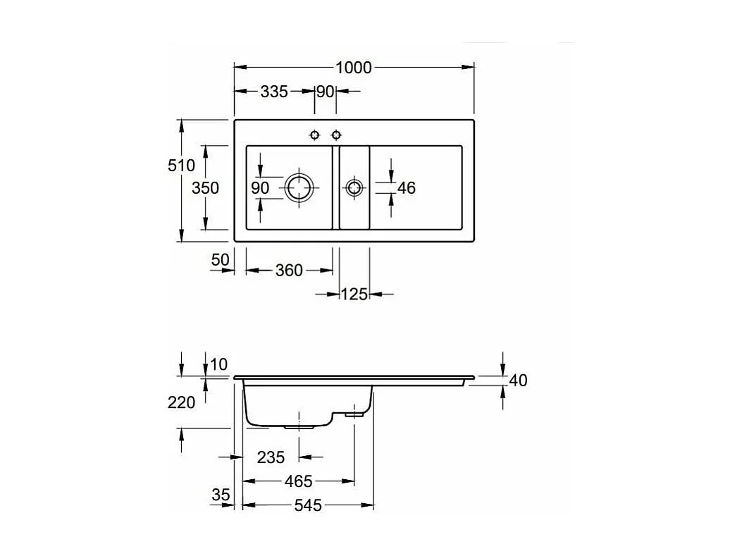 Evier VILLEROY ET BOCH Subway Pure 60 1 bac et demi égouttoir à droite vidage auto + Robinet Umbrella Flex Acier Massif