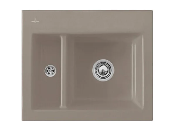 Evier 1 cuve et demi VILLEROY ET BOCH Subway 60 XM 62 x 51 cm sans egouttoir Timber CeramicPlus avec vidage manuel