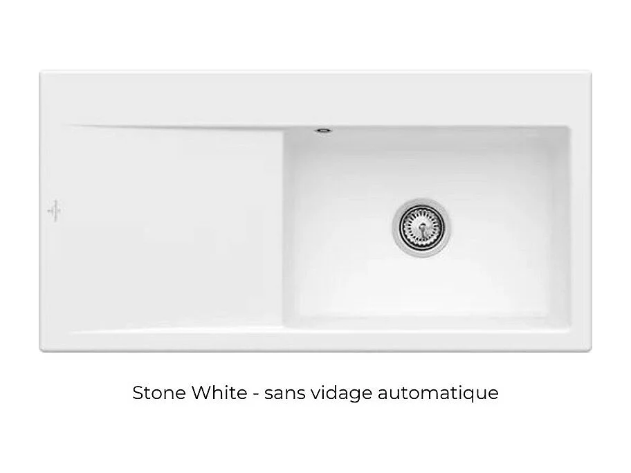 Evier a encastrer 1 bac VILLEROY ET BOCH Subway Style 60 egouttoir à gauche vidage manuel Stone White CeramicPlus