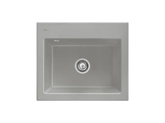 Evier VILLEROY ET BOCH Subway 60 S 60 x 51cm sans egouttoir Fossile CeramicPlus avec vidage manuel