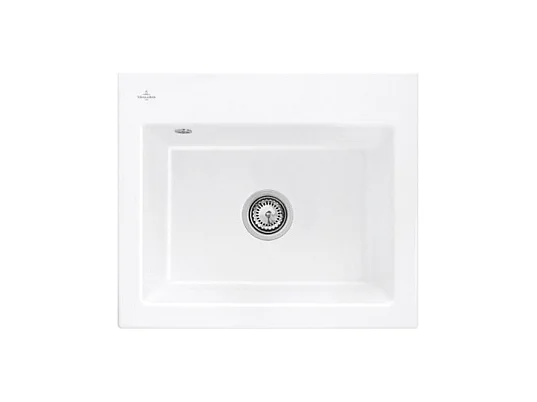 Evier VILLEROY ET BOCH Subway 60 S 60 x 51cm sans egouttoir Blanc CeramicPlus avec vidage manuel