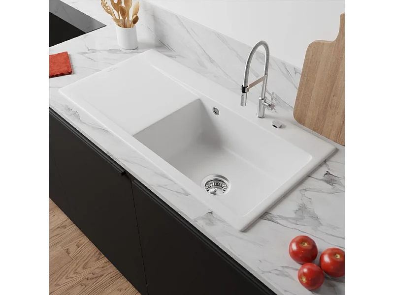 Evier a encastrer VILLEROY ET BOCH Subway Style 60 vidage auto Blanc CeramicPlus cuve a droite