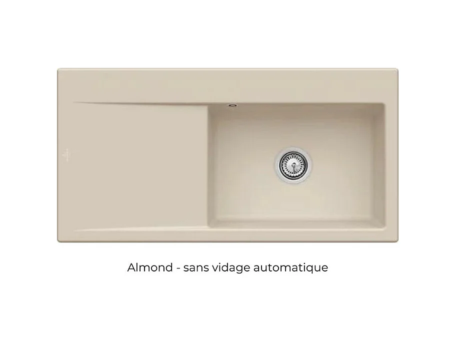 Evier a encastrer 1 bac VILLEROY ET BOCH Subway Style 60 egouttoir à gauche vidage automatique Beige CeramicPlus