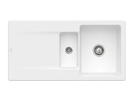 Evier 1 bac 1/2 VILLEROY ET BOCH Siluet 60 R Stone White CeramicPlus avec vidage manuel