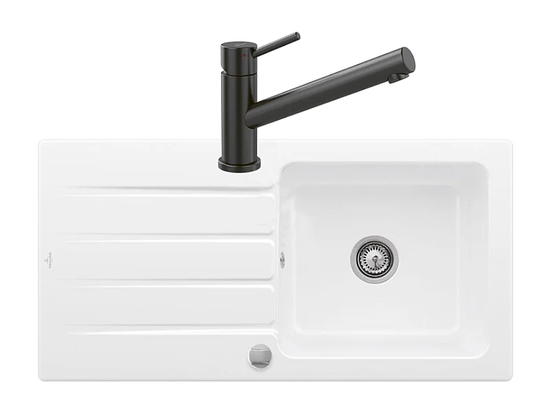 Evier 1 bac VILLEROY ET BOCH Architectura 60 vidage auto + Robinet de cuisine Como Anthracite