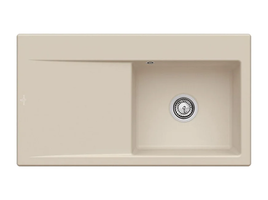 Evier cuve à droite avec vidage automatique VILLEROY ET BOCH Subway 50, almond ceramic plus