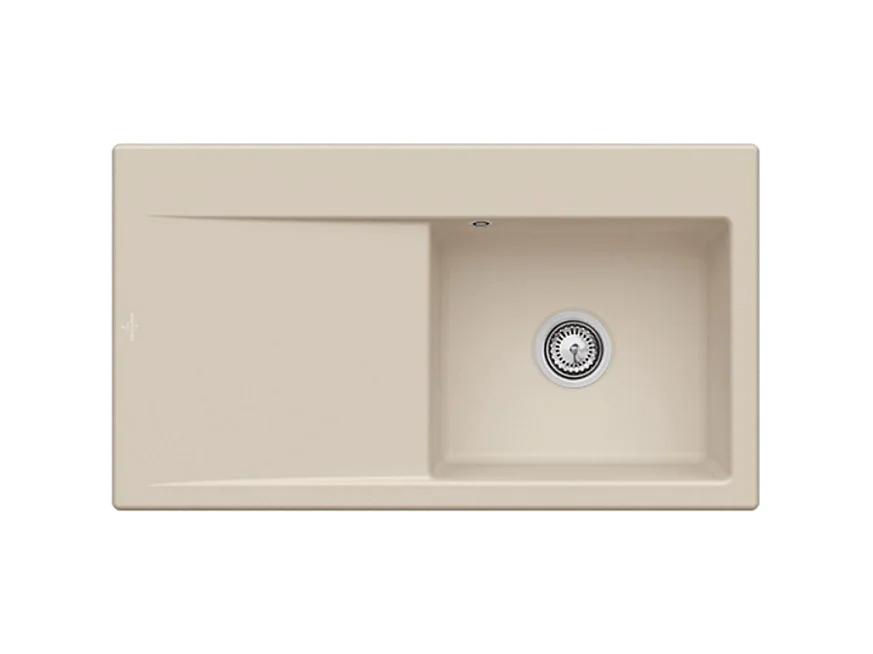 Evier cuve à droite avec vidage automatique VILLEROY ET BOCH Subway 50, almond ceramic plus