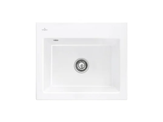 Evier VILLEROY ET BOCH Subway 60 S 60 x 51cm sans egouttoir Blanc CeramicPlus avec vidage automatique