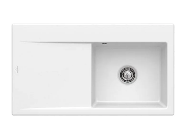 Evier 1 cuve avec vidage automatique VILLEROY ET BOCH Subway 50 flat snow white ceramic plu