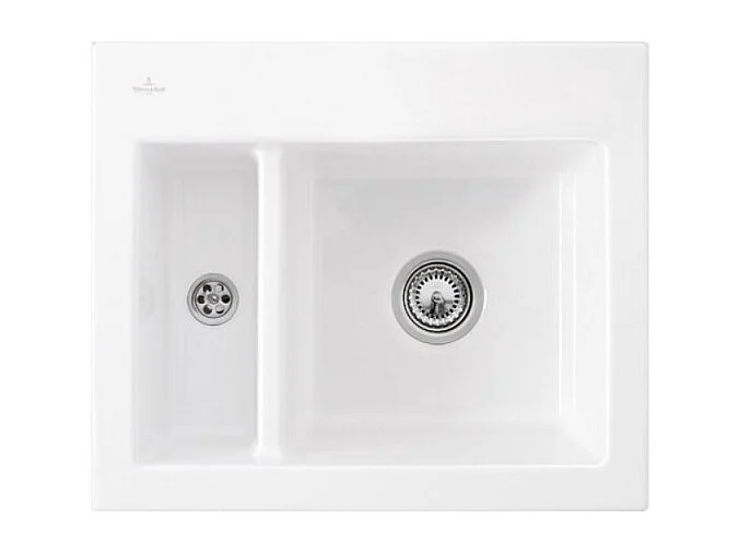 Evier 1 cuve et demi VILLEROY ET BOCH Subway 60 XM 62 x 51 cm sans egouttoir Snow White CeramicPlus avec vidage manuel