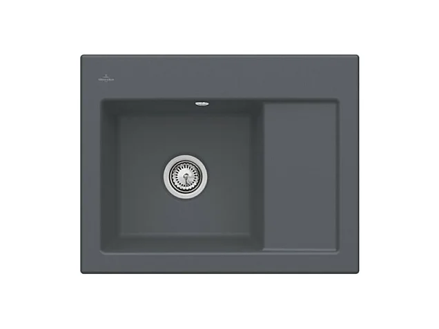 Evier 1 bac VILLEROY ET BOCH Subway 45 Compact 65 x 51 cm egouttoir a droite Graphite CeramicPlus