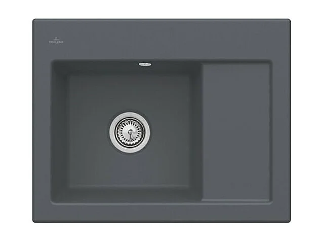 Evier 1 bac VILLEROY ET BOCH Subway 45 Compact 65 x 51 cm egouttoir a droite Graphite CeramicPlus