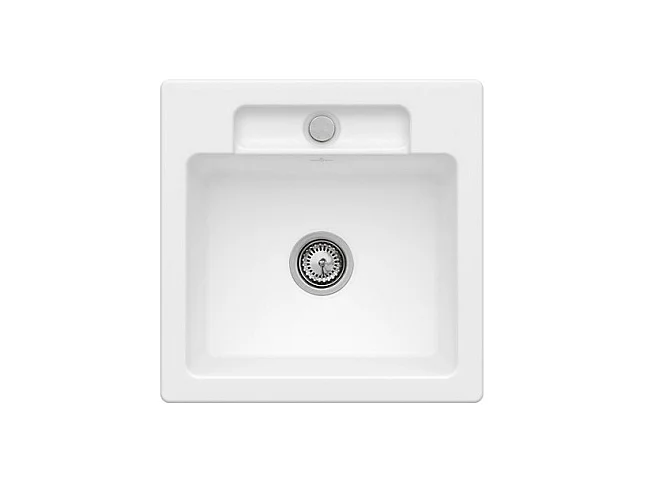 Evier 1 bac VILLEROY ET BOCH Siluet 50 S Snow White CeramicPlus avec vidage automatique