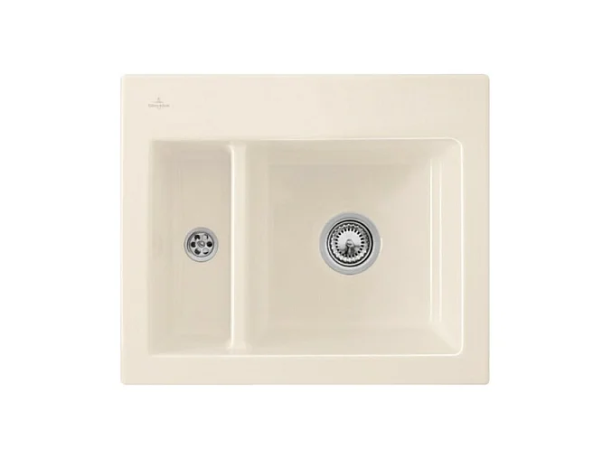 Evier 1 cuve et demi VILLEROY ET BOCH Subway 60 XM 62 x 51 cm sans egouttoir Creme CeramicPlus