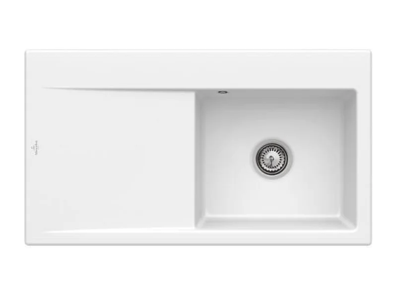 Evier 1 cuve avec vidage automatique VILLEROY ET BOCH Subway 50 flat stone white ceramic plus