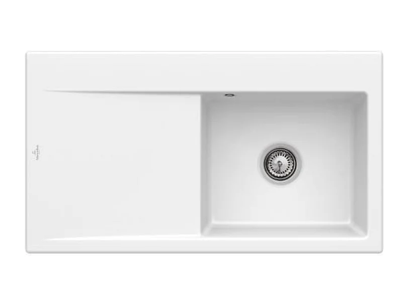 Evier 1 cuve avec vidage automatique VILLEROY ET BOCH Subway 50 flat stone white ceramic plus