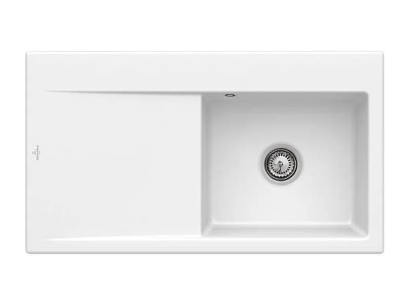 Evier 1 cuve avec vidage automatique VILLEROY ET BOCH Subway 50 flat stone white ceramic plu