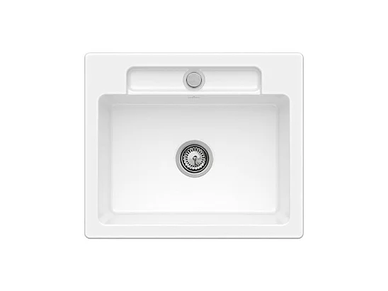 Evier 1 bac VILLEROY ET BOCH Siluet 60 S Blanc CeramicPlus avec vidage automatique