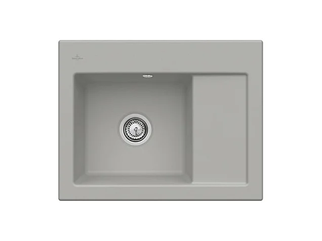 Evier 1 bac VILLEROY ET BOCH Subway 45 Compact 65 x 51 cm egouttoir a droite Fossile CeramicPlus avec vidage automatique