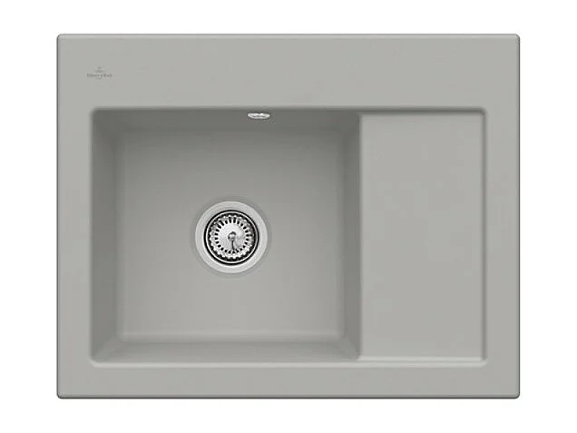 Evier 1 bac VILLEROY ET BOCH Subway 45 Compact 65 x 51 cm egouttoir a droite Fossile CeramicPlus avec vidage automatique