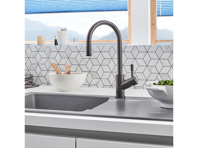 Evier VILLEROY ET BOCH Siluet 60 Timber CeramicPlus avec vidage manuel