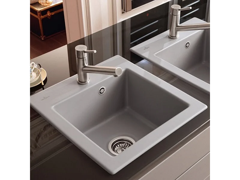 Evier VILLEROY ET BOCH Subway 45 XS Blanc crème  - avec Vidage manuel