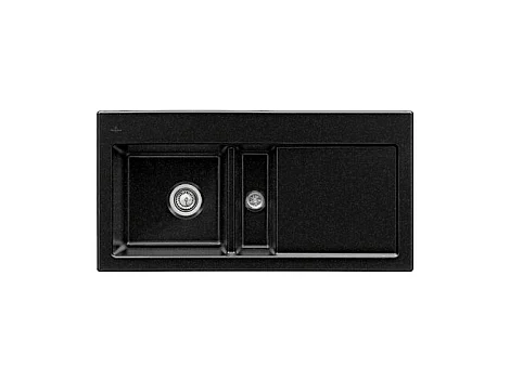 Evier 1 cuve et demi VILLEROY ET BOCH Subway 60 100 x 51 cm egouttoir a droite Chromite CeramicPlus